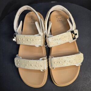 A New Day Women's Jonie Sandals Ivory  Pearl-Embellished Gold Accents Size 7.5